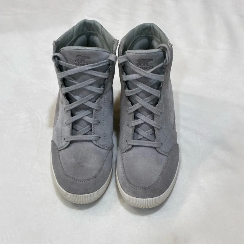 SOREL Out 'N About Wedge Booties Dove Quarry Grey Suede Waterproof Women's 8 - Picture 2 of 10